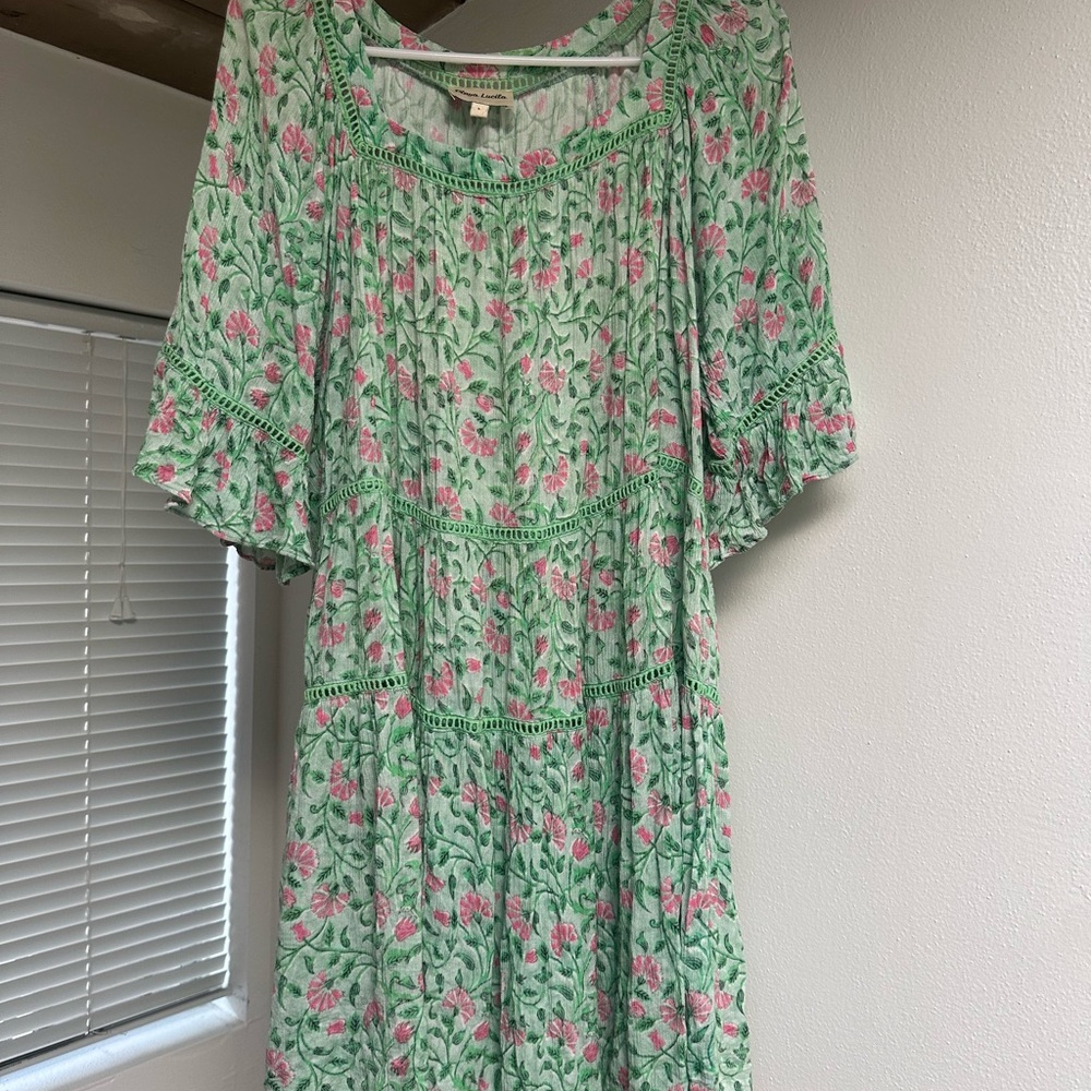 Floral Green and Pink Dress
